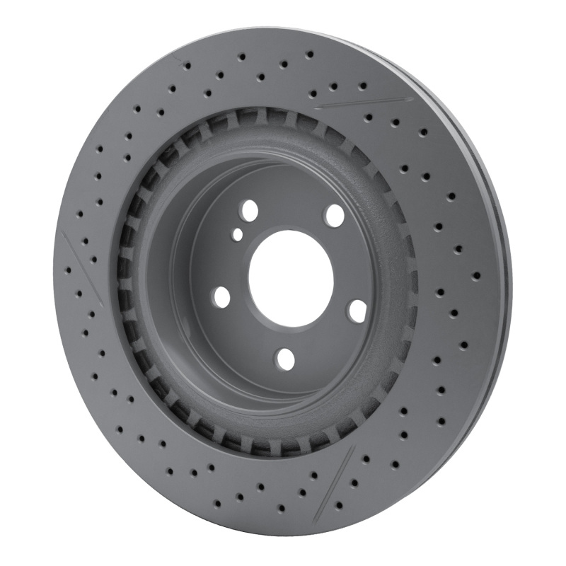 Mercedes-Benz C63 AMG Brake Rotor (1) - Rear - R1 Concepts - Drilled & Slotted GeoSPEC Coated - `08-`15